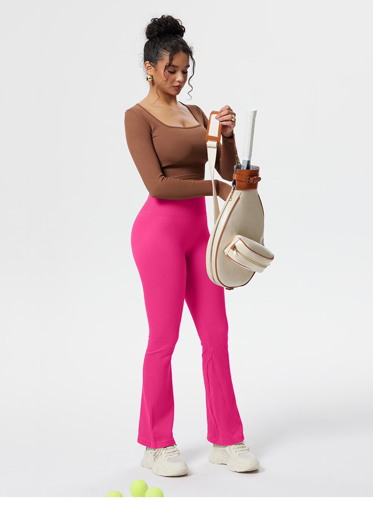 OQQ Women's Yoga Pants Ribbed Seamless Workout High Waist Bell Bottoms Flare Leggings Comfort SpringStatements