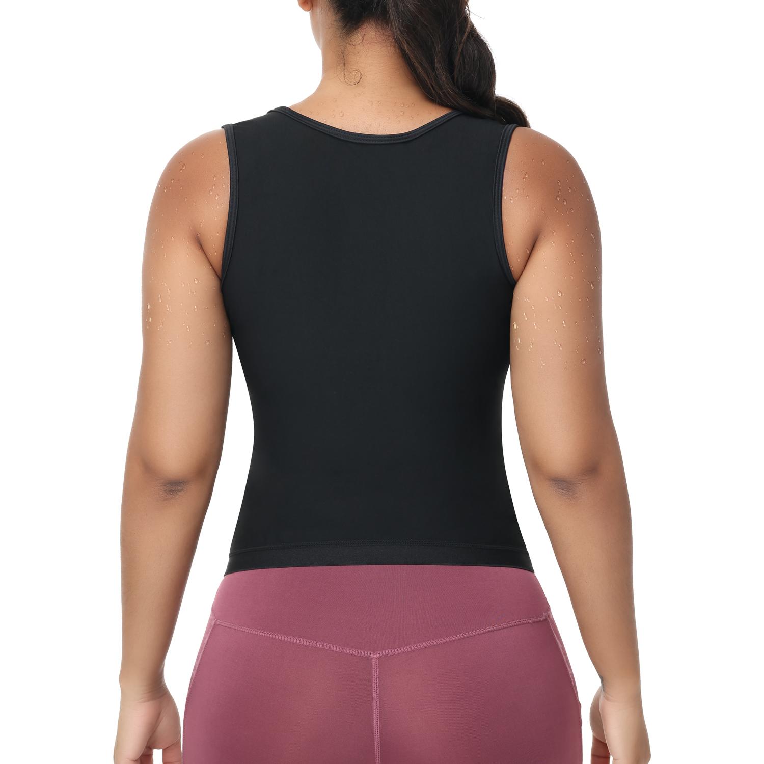 Outdoorfun Women's Adjustable Waist Trainer Corset Vest - Elastic Spandex Compression Tank Top, Zipper Sauna Suit Activewear for Workout, Fajas Para Mujer