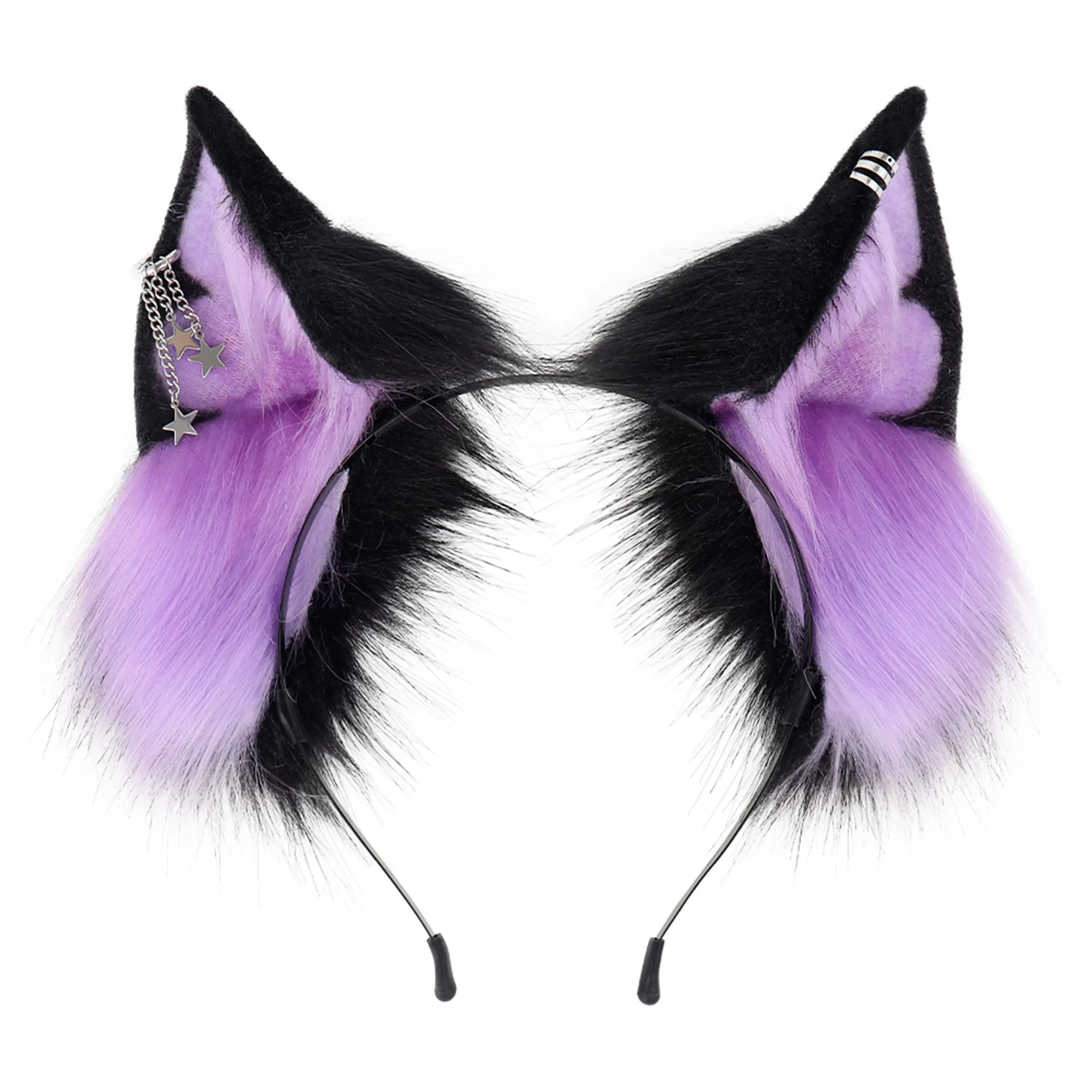 Halloween Gothic Wolf Ear Headband – Faux Fur Punk Cosplay Headpiece with Chain for Costume Party, Anime Convention & Roleplay