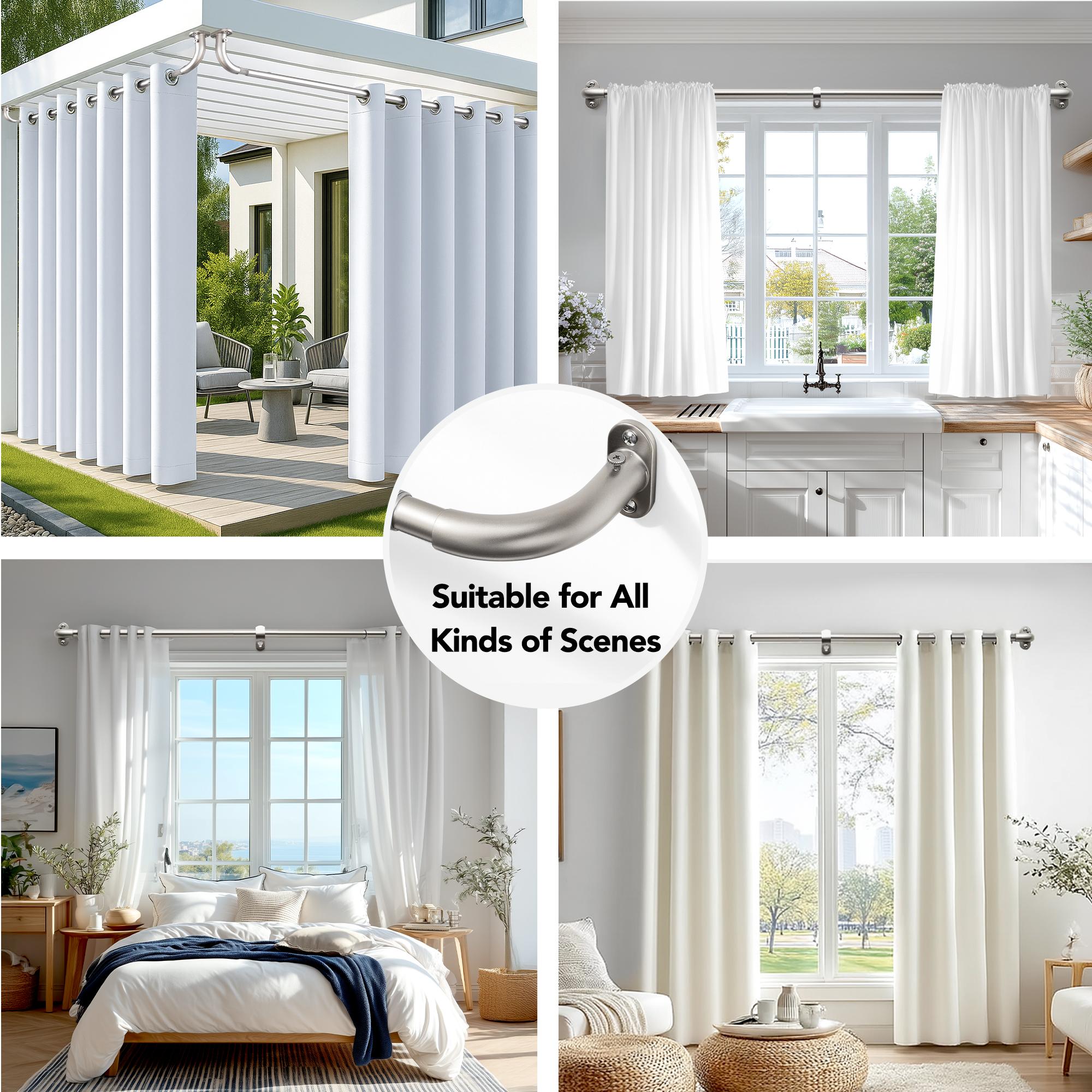 16/19mm Curtain Rod with TT Bent Brackets | Full Blackout Wraparound Rod | Heavy Duty