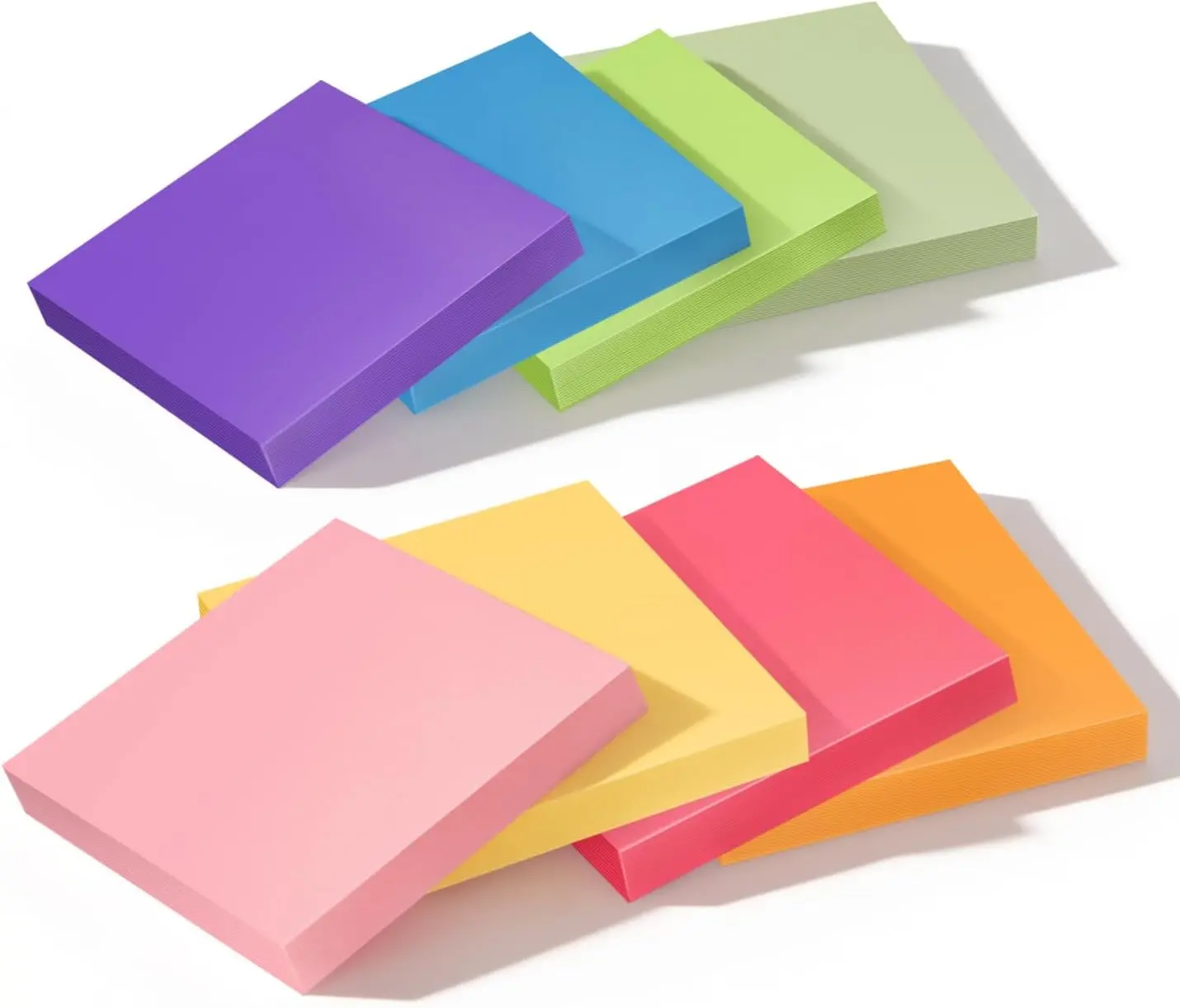 3x3 Inch 8 Pack Self-Stick Sticky Notes, 480 Total Sheets, Colorful Memo Pads for Home, Office & School