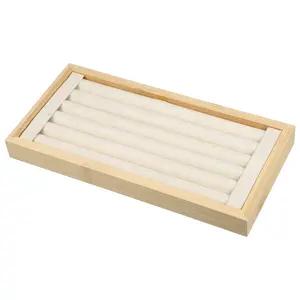 Unique Bargains Bamboo Wood Ring Tray, Stackable Storage Jewelry Tray Showcase Display Organizer for Rings, Beige
