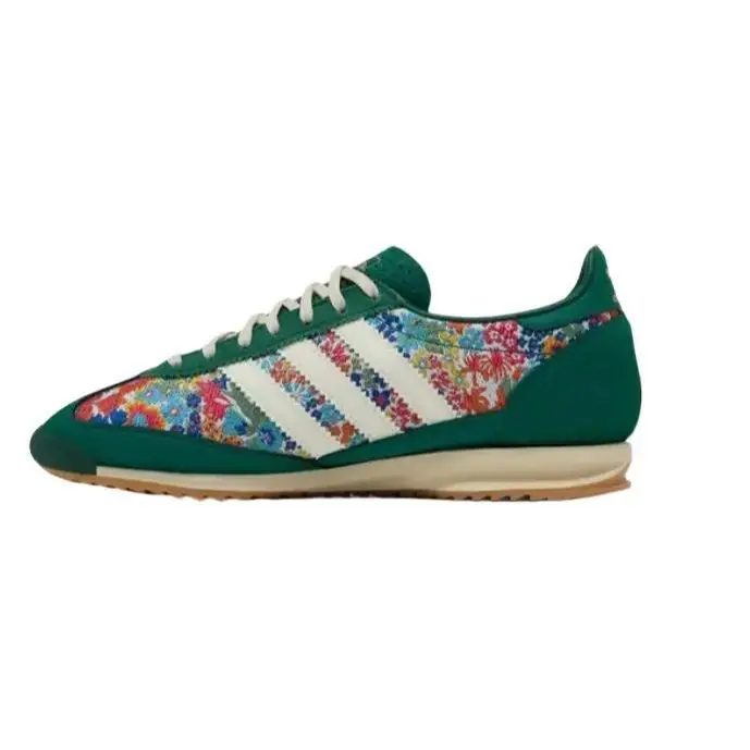 Adidas Women's SL 72 OG Liberty London Floral Print Closed Athletic Classic Sports Shoes - Collegiate Green/Cream White/Gum Sole Running Footwear for Casual Walking