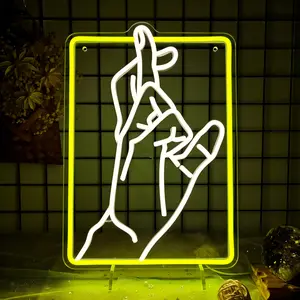 Gojjo Hand Neon Sign JJK Stuff LED Neon Light Sorcerer Gesture USB Powered Wall Decor for Anime Room Gaming Bedroom Bright Energy Efficient