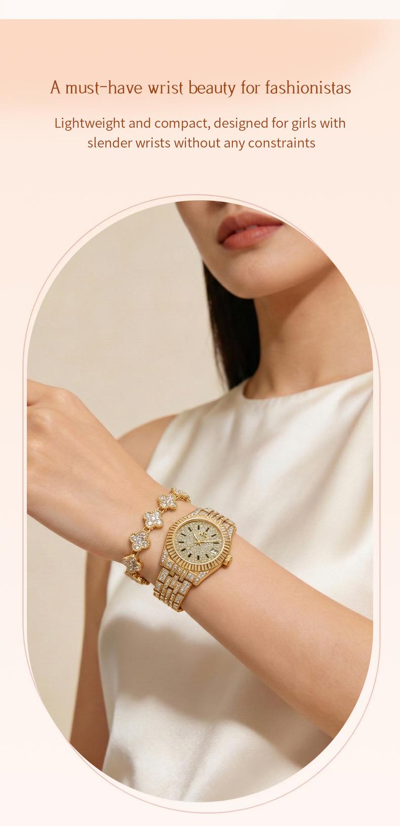 Ladies' Watch Luxury Full Diamond Bangle Watch – 30M Waterproof, Versatile & Practical, Timeless Classic Design, Comes with Matching Bracelet | Perfect Christmas Gift Option
