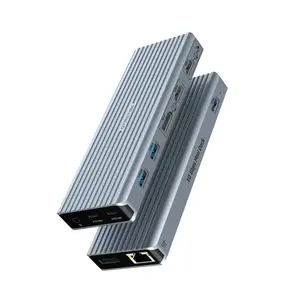 Amazon-compatible docking station with dual 4K @60Hz video output supporting dual displays (3 USB 3.2 ports, 2 HDMI ports, 2 DisplayPort ports, 100W PD, Gigabit Ethernet, and audio interface), compatible with Windows and M1-based MacBook models.