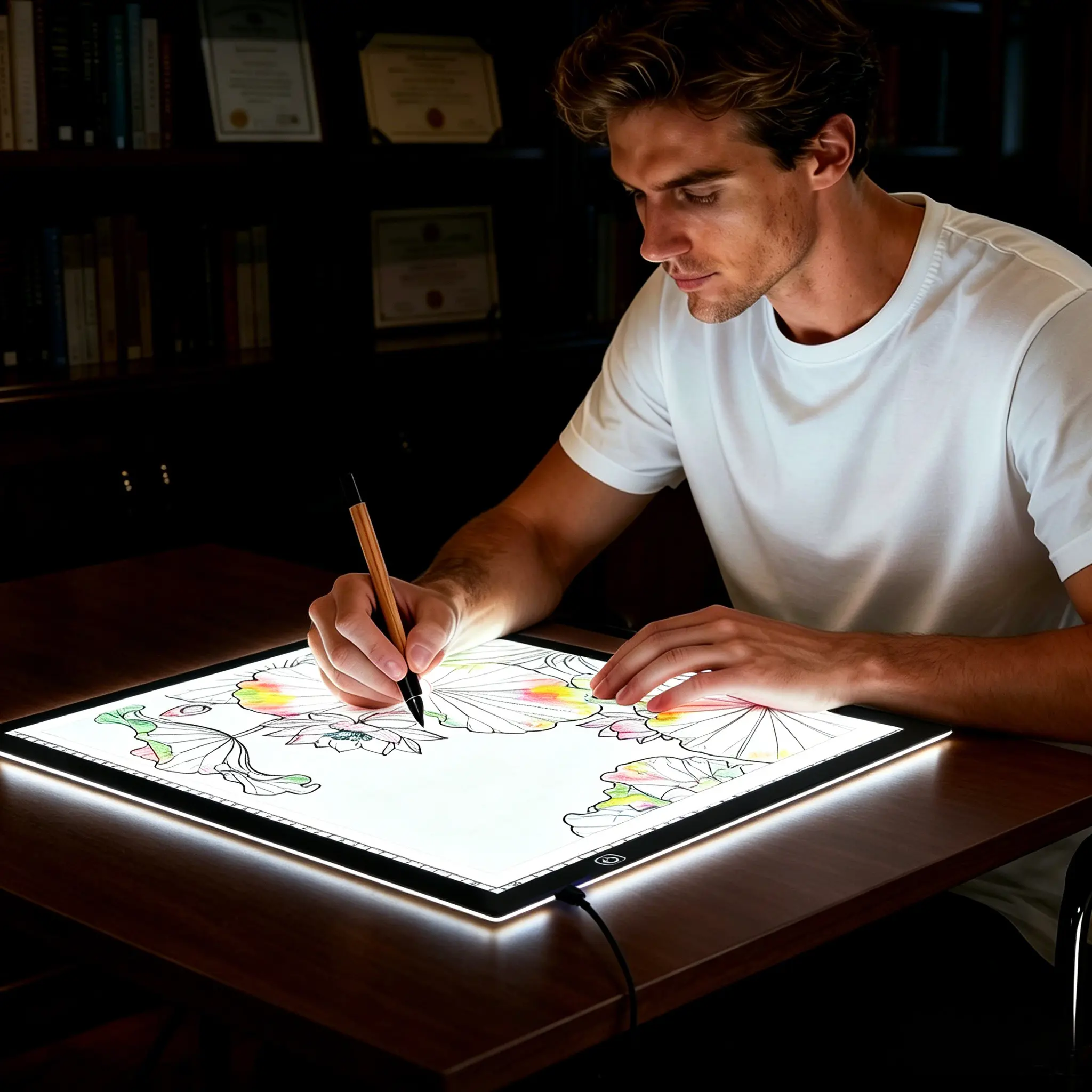 A3 (18.5 × 13.58 inch) LED drawing board for diamond painting; painting supplies set with adjustable brightness; light pad for tracing and painting; Light Table accessories; sketching and calligraphy copy board,LED light drawing board set, college canvas