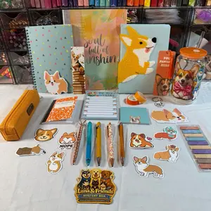 Limited Edition Corgi Wiggle Bundle  | Dog Lover Stationery Gift Set | Journal, Glass Can, Pens & Stickers