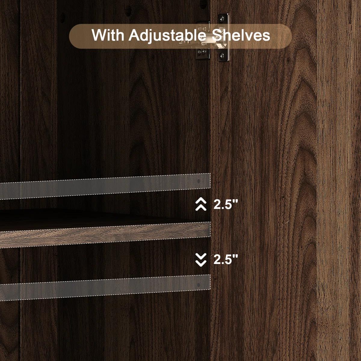 【SPOTLIGHT DAY】ONBRILL Gorgeous 31.5"/60" Buffet Cabinet Sideboard with Storage, Modern INS Coffee Bar Cabinet with Doors, Farmhouse Storage Cabinet with Adjustable Shelves for Living Room Kitchen Hallway,Bedroom Furniture,Christmas Gift