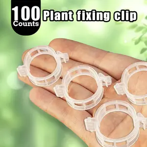 100 Counts Plant Support Clips, Tomato Plastic Trellis Clips,  Reduces risk of stem breakage, Provides gentle but firm hold, Protects against wind or weight, White