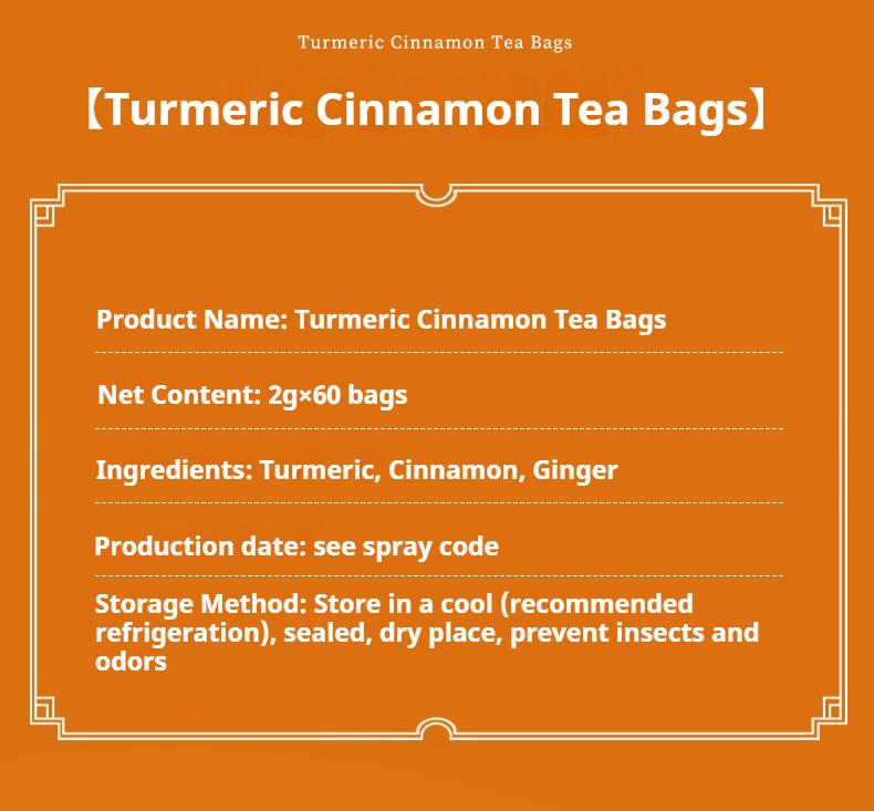 GUDCOIX Premium Turmeric Ginger Cinnamon Tea Bags, 100% Natural, No Additives, Caffeine Free, 60 Bags