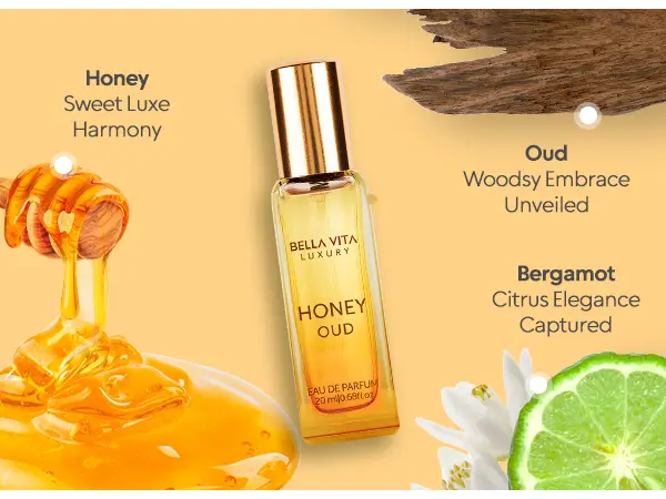 BellaVita Luxury's Honey Oud - (0.68 fl. oz./20 ml) | Eau de Parfum | Patchouli, Vanilla, Bergamot | Floral & Spicy | Long Lasting | Mini Perfume