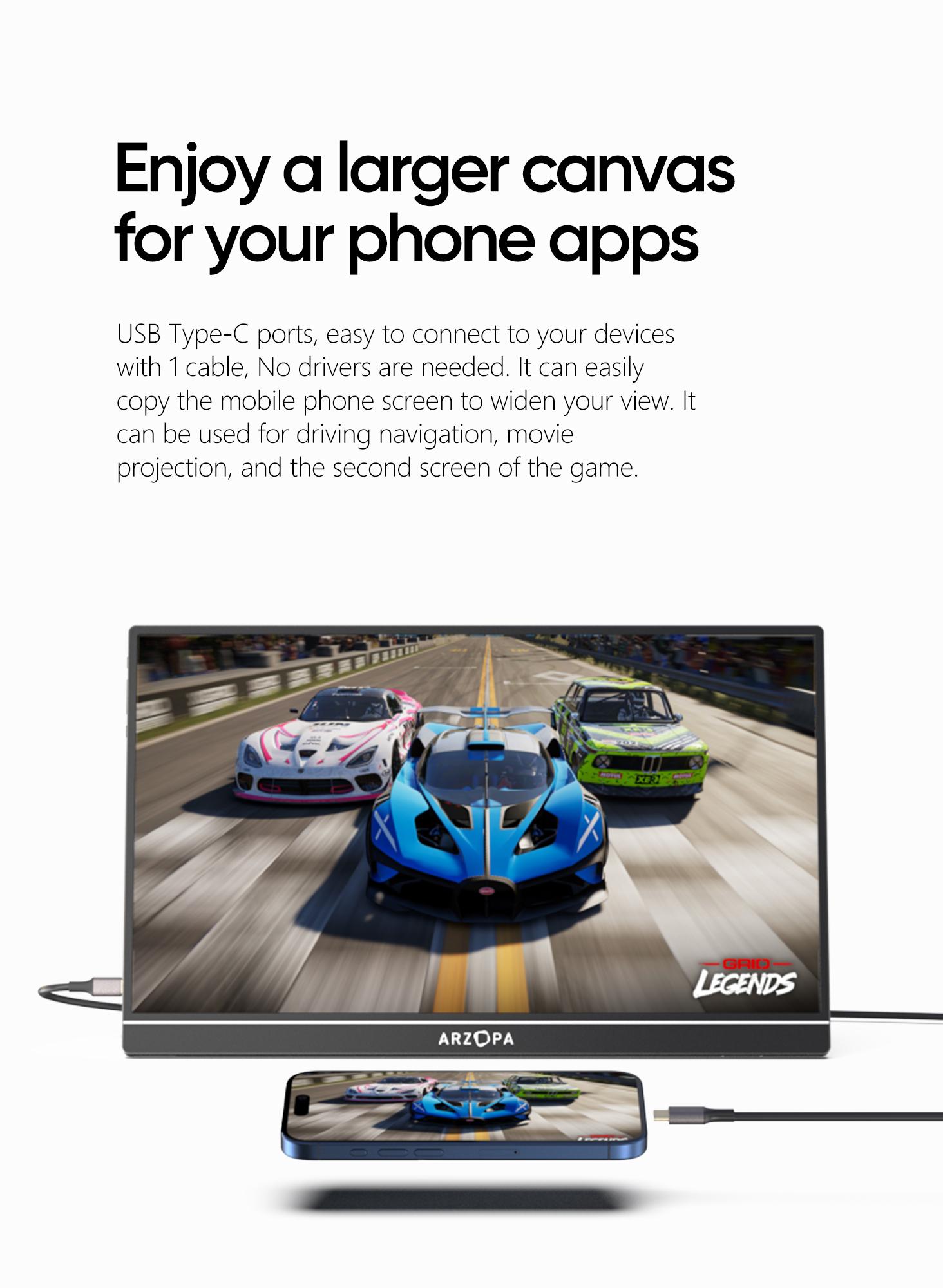 ARZOPA Portable Monitor Upgraded 16.1'' 144Hz 100%sRGB FHD 1080P Portable Gaming Monitor with HDR, Ultra Slim Eye Care External Second Screen for  Xbox, Switch, Laptop, PC, PS5, Mac