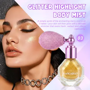 Face Body Hair Glitter Highlighter Spray, Golden-Haired Princess/ Ambient Purple High Gloss Shimmer Makeup Mist for Festival, Party, Rave Accessories