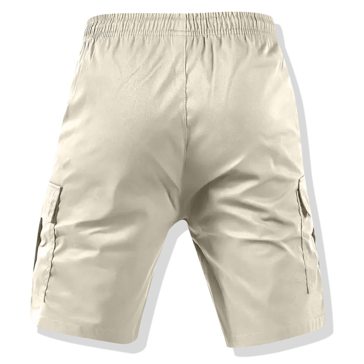 Men's Casual Solid Color Cargo Shorts - Regular Fit Drawstring Cargo Shorts with Side Pockets - Suitable for Summer Outdoor Leisure and Work