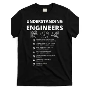 Men'S Funny Engineering Humor T-Shirt - Sarcastic "Understanding Engineers" Graphic with 7 Stages of Engineering Life Design, Comfortable Casual Short Sleeve Round Neck Tee for Engineers, Tech Gifts & Casual Attire (Black with Print)