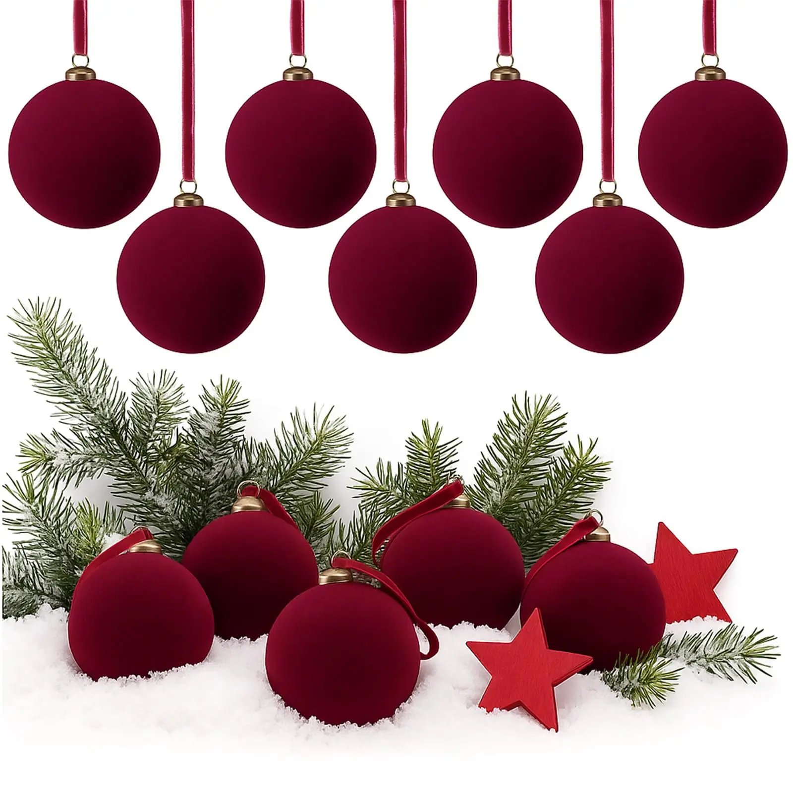 Velvet Christmas Ornaments Burgundy Christmas Decor Flocked Christmas Balls Christmas Tree Bows Multicolor Christmas   Decorations for Xmas Tree Wall Front Door Porch Home Holiday Wedding Party Christmas Gifts Navidad Decoración