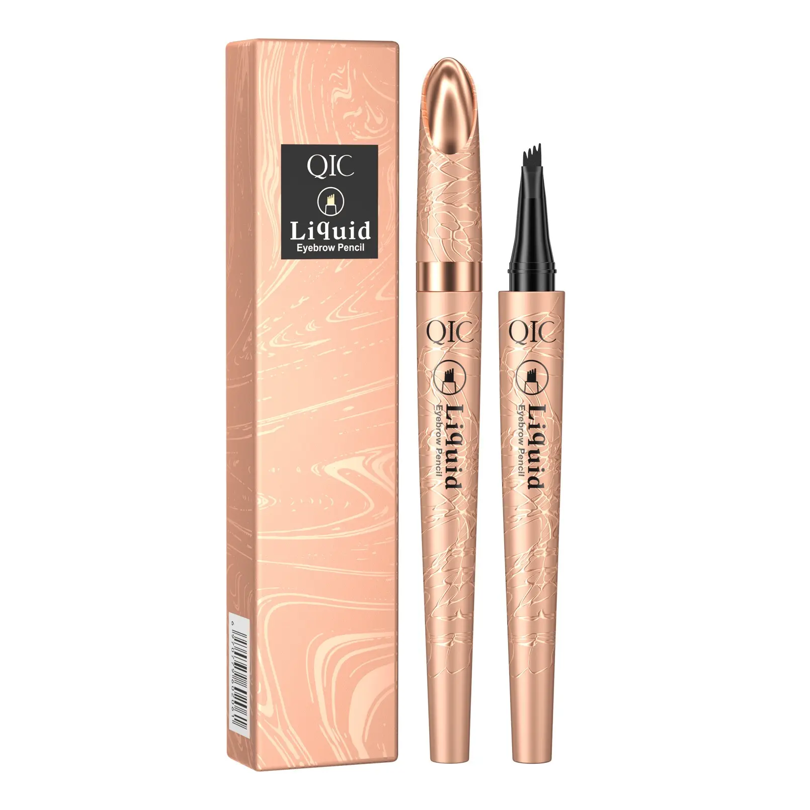 QIC 4-Prong Tip Alcohol-Free Solid Liquid Eyebrow Pen (8g) - Lightweight, Long-Lasting, Waterproof, Smudge-Proof, Ergonomic, Natural Hair-Like Strokes, Precise Application, Youth-Focused, for Sparse Brows, Daily Use, Natural Look, Eyebrows On Fleek, Daily
