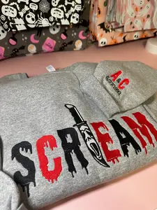 Woodsboro Horror Film Club Scream Embroidered Sweatshirt, Scary Movie Sweater, Horror Movie Shirt, 90s Horror