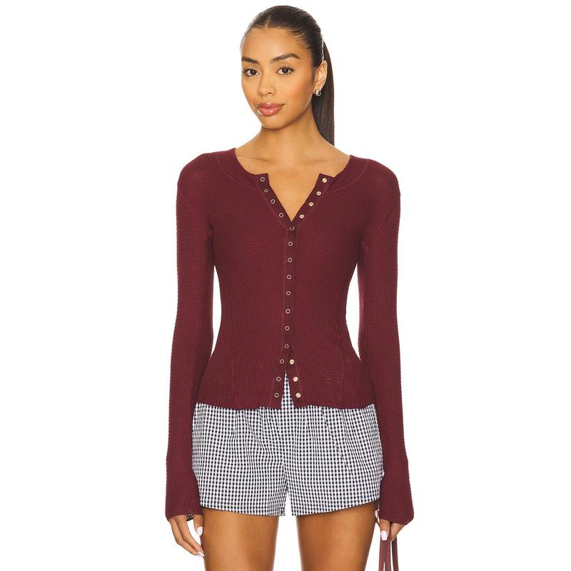Free People Going Places Cardi in Cherry Crush