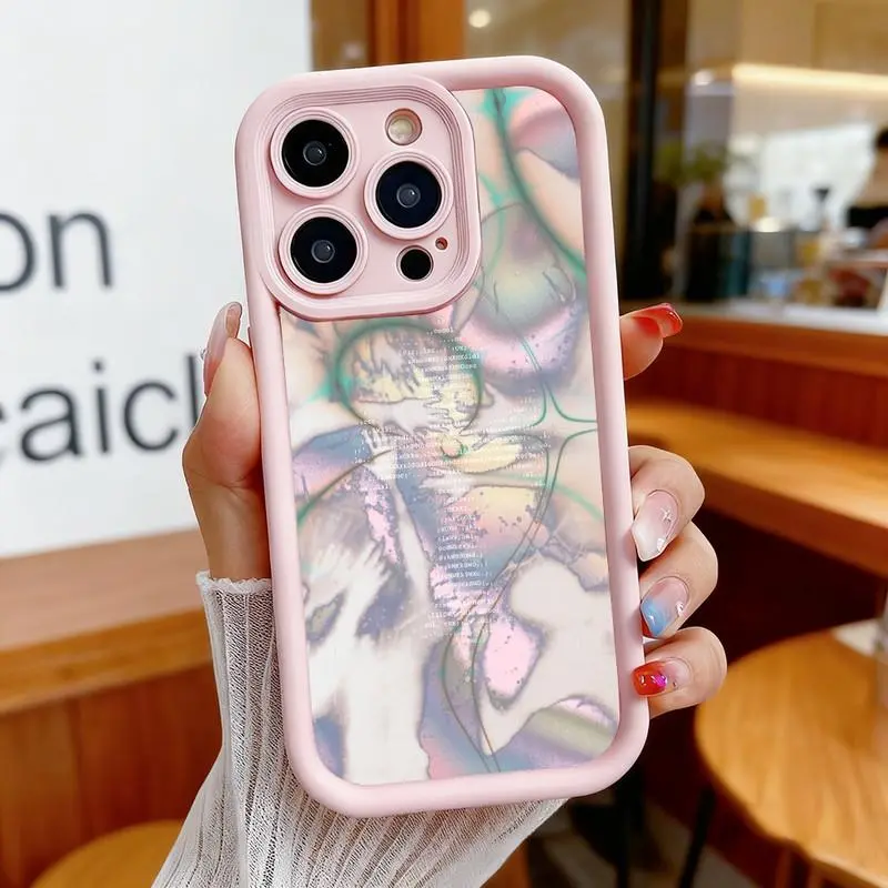 Blurry portrait outline pattern phone case. Compatible with iPhone 17 Pro Max, 16 Pro Max, 15 Pro Max, and 14 Pro Max. Includes lens protection. Also compatible with iPhone 15, 14, 13, and 12. Made of skin-friendly TPU material.