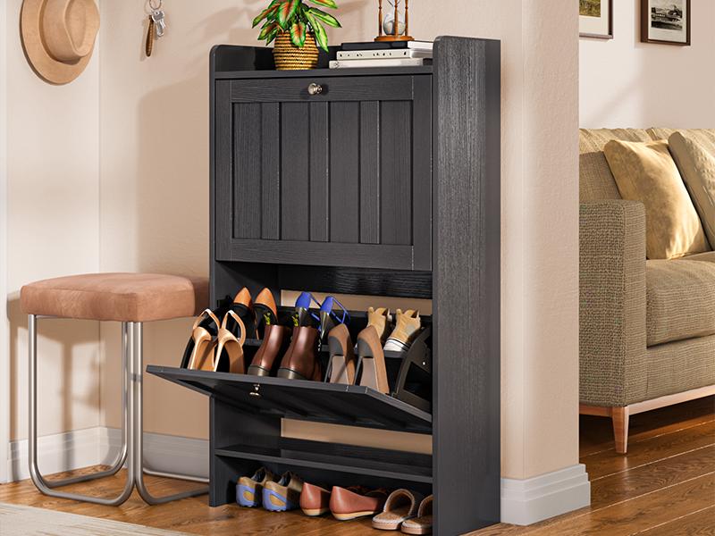 Gizoon Shoe Cabinet Storage with 2 Flip Drawers, Shoe Rack Organizer Hanging for Entryway, Freestanding Narrow Rack, Space-Saving, for Hallway, Black Gizoon Shoe Cabinet Storage with 2 Flip Drawers, Shoe Rack Organizer Hanging for Entryway, Freestanding Narrow Rack, Space-Saving, for Hallway, Black