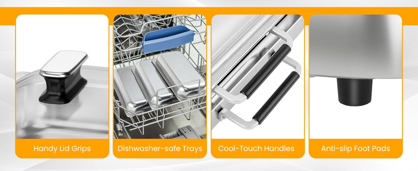 COSTWAY Buffet Servers and Warmers, 2 in 1 Electric Warming Tray, Stainless Steel Chafing Dish with Temperature Control, 3 Serving Trays, 4.5/8 Qt Food Warmers Station for Parties Banquets Events, Dishwasher Safe, Christmas Gift Black Friday Cyber Monday