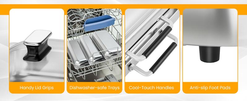 COSTWAY Buffet Servers and Warmers, 2 in 1 Electric Warming Tray, Stainless Steel Chafing Dish with Temperature Control, 3 Serving Trays, 4.5/8 Qt Food Warmers Station for Parties Banquets Events, Dishwasher Safe, Christmas Gift Black Friday Cyber Monday