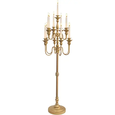 51-in Gold Metal Candlestick Holder - Casual Preppy Engagement Candelabra, Contemporary Auspicious Decoration Item for Home, Birthday, Anniversary Events