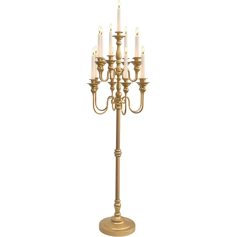 A 51-inch tall wedding candelabra for parties; a large gold candelabra suitable for home decor at events