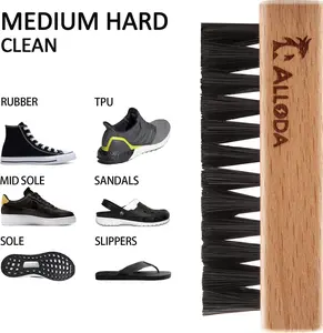 Alloda Double-Sided Sneaker Cleaning Brush – Soft & Hard Bristles, 100% Boar & Nylon, Upgrade Shoe Scrub Brush for Sneakers