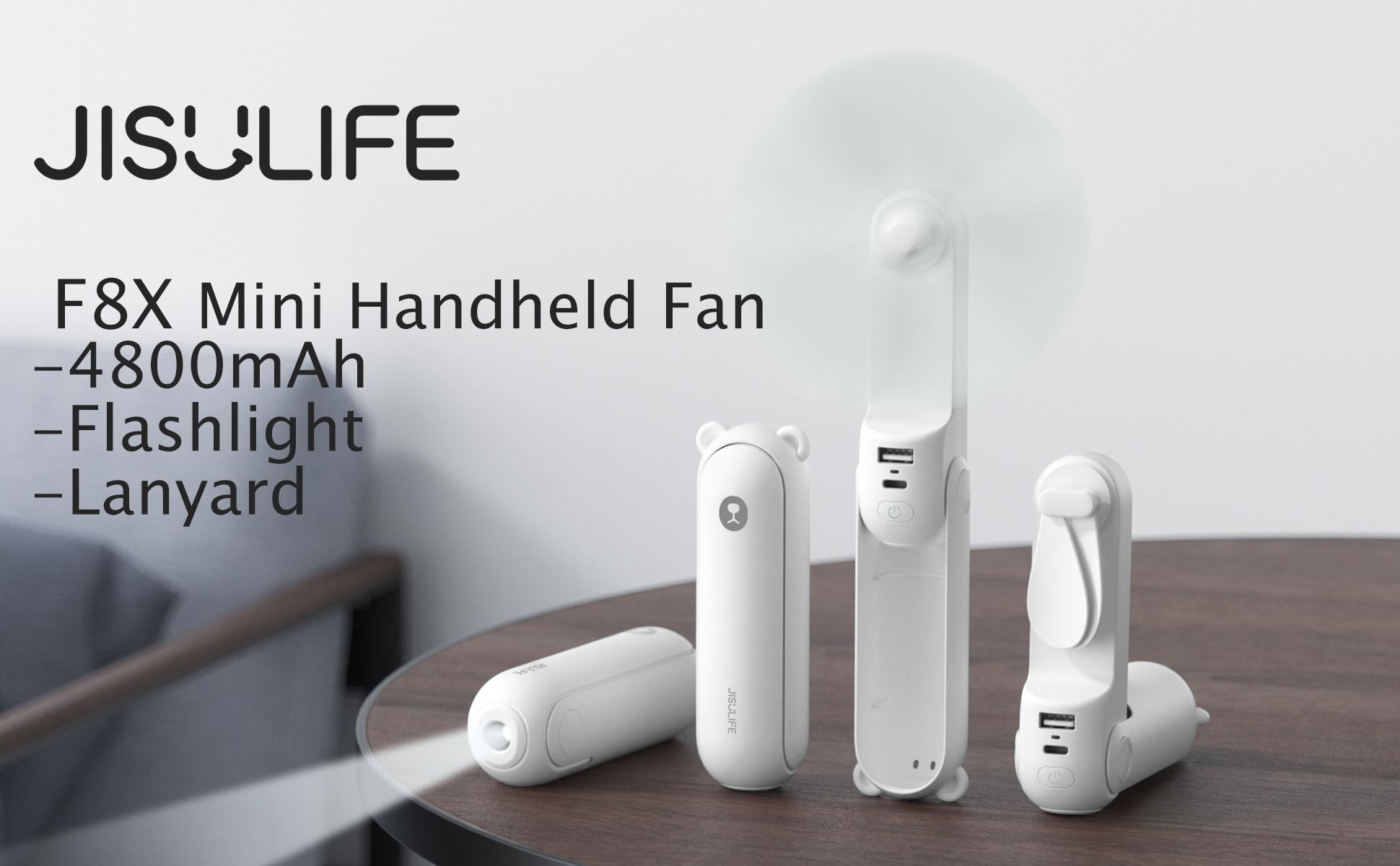 JISULIFE Handheld Fan with 4500 mAh Powerbank Max 46H Runtime, USB Powered Folding Personal Fan,3 Speeds,Gifts for Women Men Kids Gift for Festival