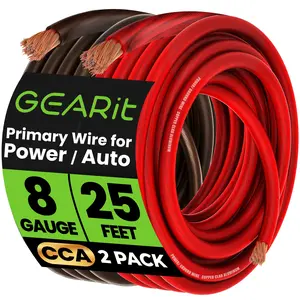 8 Gauge CCA Electrical Power Ground Wire, 25 Feet