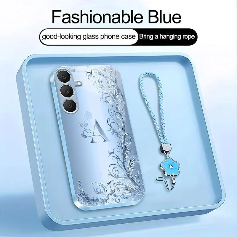 Suitable for [Galaxy S25 Fe] high-end women's phone case🤩，a beautiful four-leaf clover lanyard is included🍀，with 26 letters of the alphabet to choose from and exquisite flower patterns，simple and elegant  YM99