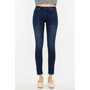 Kancan High-Rise Slim Fit Raw Hem Ankle Jeans