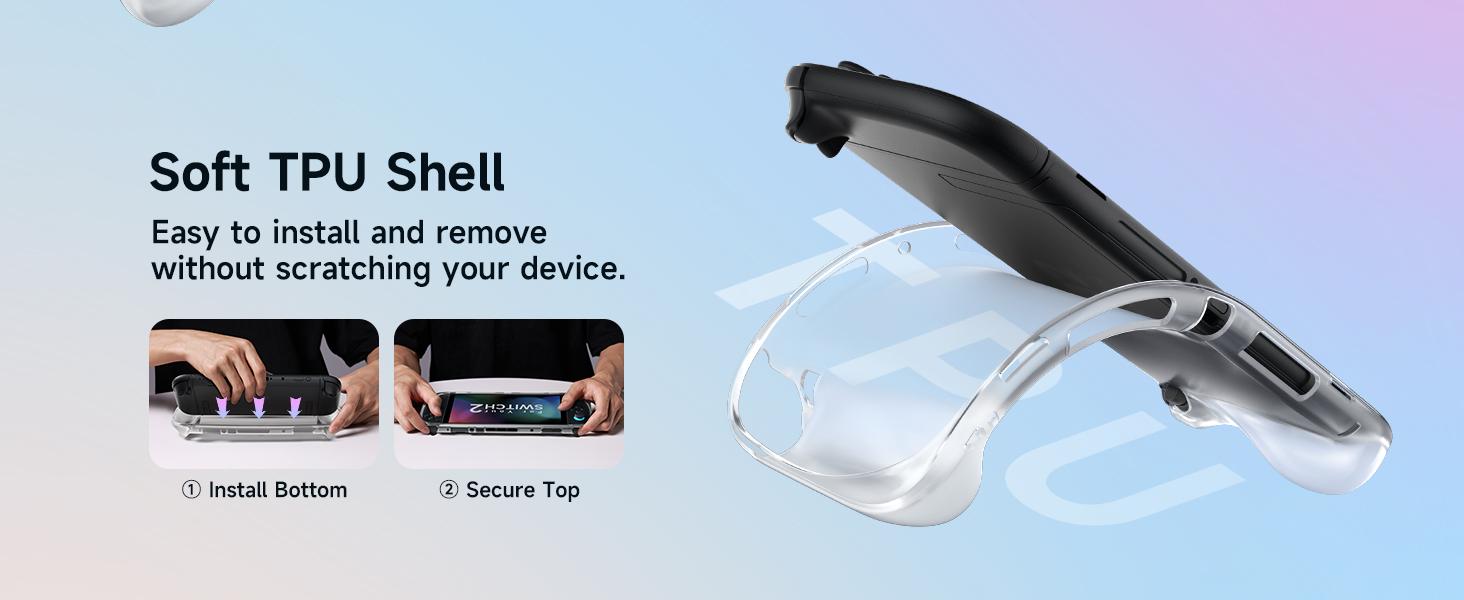 JSAUX Protective Case Designed for Nintendo Switch 2 2025, Portable Clear Cover Compatible for Switch 2 Case and JoyCon Controller, Accessories with Shock-Absorption and Slim Skin Shell-Clear