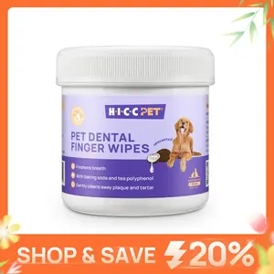 【SpringGlowUp】HICC PET Dog&Cat Teeth Cleaning Finger Wipes for Pets:Prevent pet tooth decay and prolong pet life Gentle non-irritating freshens breath whitens gums and strengthens teeth Made with all-natural coconut oil #petlife Cleaner