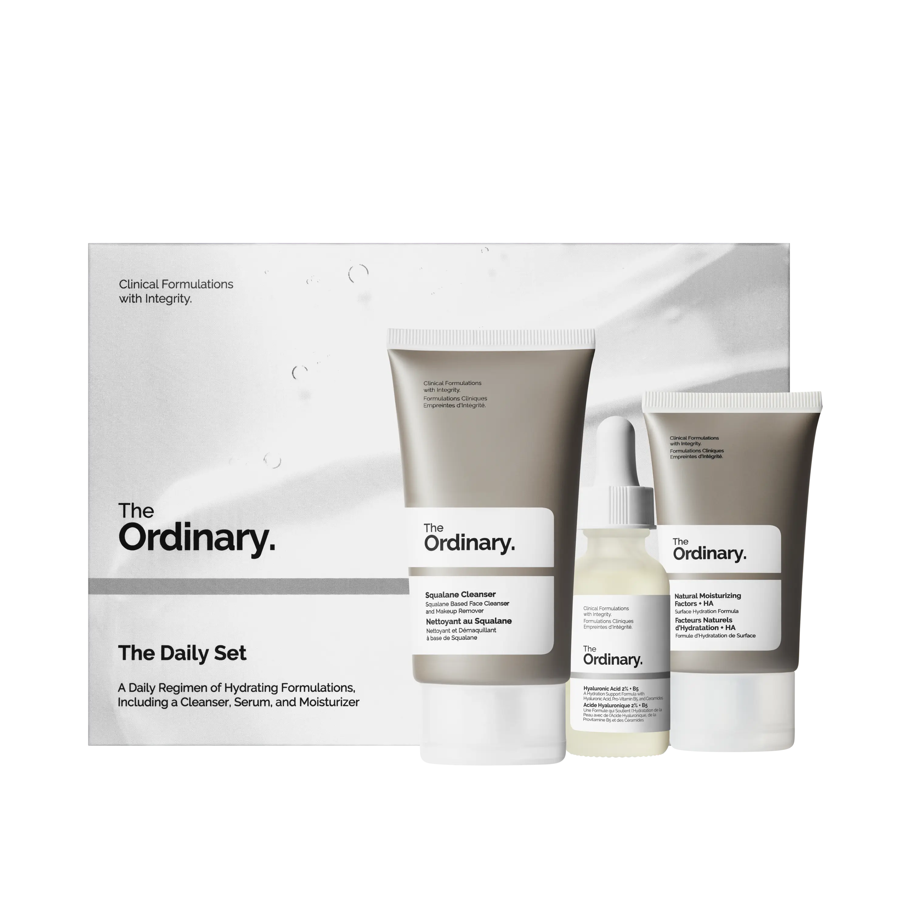 The Ordinary The Daily Set, Daily Skincare Routine with Squalane Cleanser, Hyaluronic Acid 2% + B5, and Natural Moisturizing Factors + HA | Skin Care Set