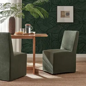 Tessera Upholstered Linen-Blend Slipcovered Dining Chair in Sage