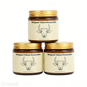 3 Pcs Whipped Grass-Fed Beef Tallow Honey Balm - 4 Oz,Moisturizing Cream for Soft, Smooth Skin - Handmade All-Natural Moisturizer - Lavender  hygiene body product