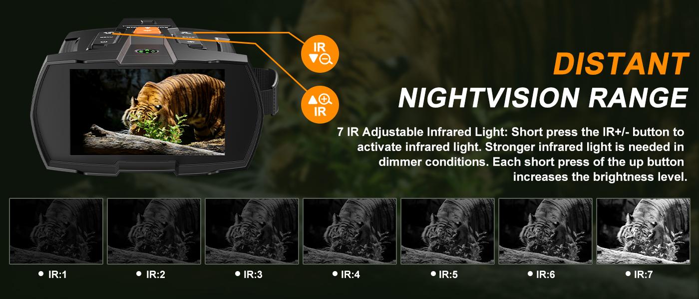 MINENER 4.5" Night Vision Goggles 4K Binoculars with 32GB SD Card 10X Digital Zoom 5000mAh Battery 7 Levels Infrared for Wildlife Observation Hunting Camping NiteHawk Men Gifts