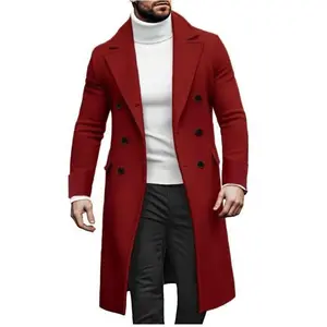 Hot-Selling Men's Woolen Long Coat Double-Breasted Men's Jacket Trench Coat Casual Style Outerwear Menswear