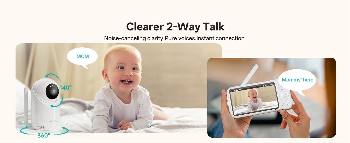 Jartoo 2K 5.5" Video Baby Monitor with Camera and Audio,AI Cry Detect 1860ft Long Range Baby Monitor No WiFi Baby Camera Wireless,Clear Night Vision,ANC, 2-Way Talk,White Noise,6000mAh Jartoo 2K 5.5" Video Baby Monitor with Camera and Audio,AI Cry Detect 1860ft Long Range Baby Monitor No WiFi Baby Camera Wireless,Clear Night Vision,ANC, 2-Way Talk,White Noise,6000mAh