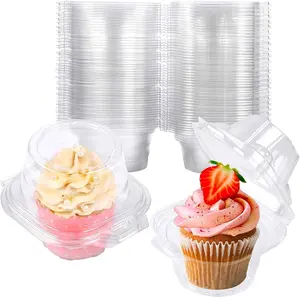 50 Pack Individual Cupcake Containers Plastic Cupcake Boxes Cupcake Holders Stackable Deep Dome Cupcake Carrier NPLUX