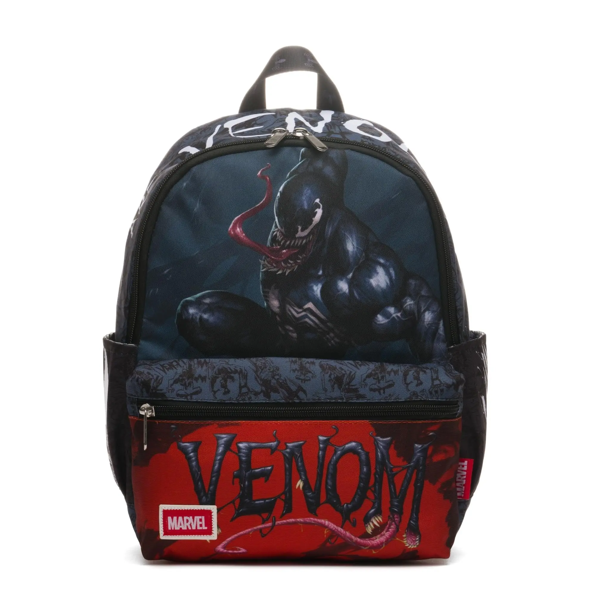 Official Licensed Wondapop Marvel Venom "We are Venom" Nylon Fabric Casual Daypack, 13in H x 9.5in W x 4.5in D, All-Over Print, Adjustable Shoulder Strap, Multiple Zippers, Multi-Compartment, Synthetic