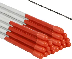 Driveway Markers 20PCS 49inch Orange Fiberglass Snow Stakes with White Reflective Tape Snow Pole Included a 12inch Install Drill Bit, Easy Visibility at Night for Parking Lots Walkways Snow Safety