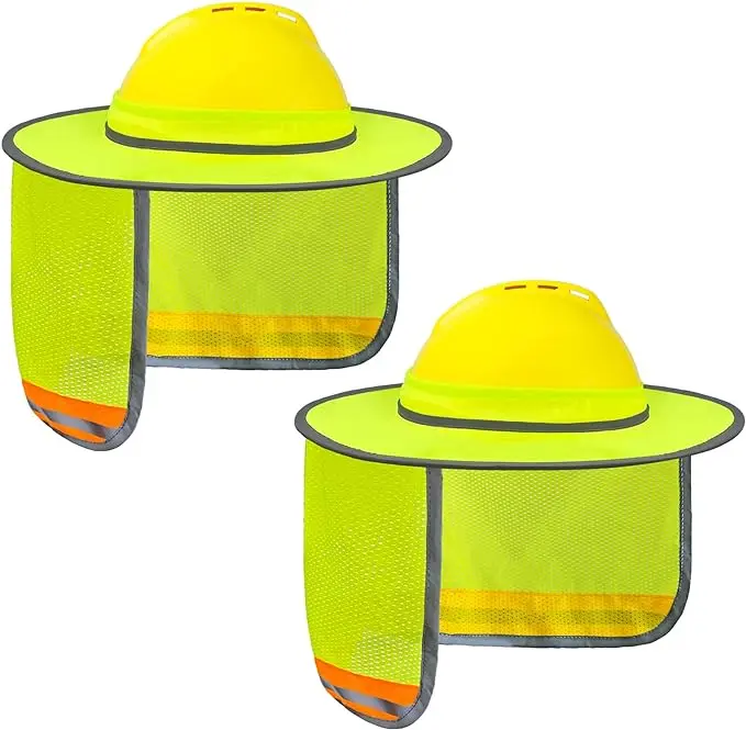 EvridWear Full Brim Hard Hat Sun Visor Cap - Foldable Breathable Mesh Neck Protector with Reflective Stripe, Cool UV Protection Safety Gear for Construction, Cycling