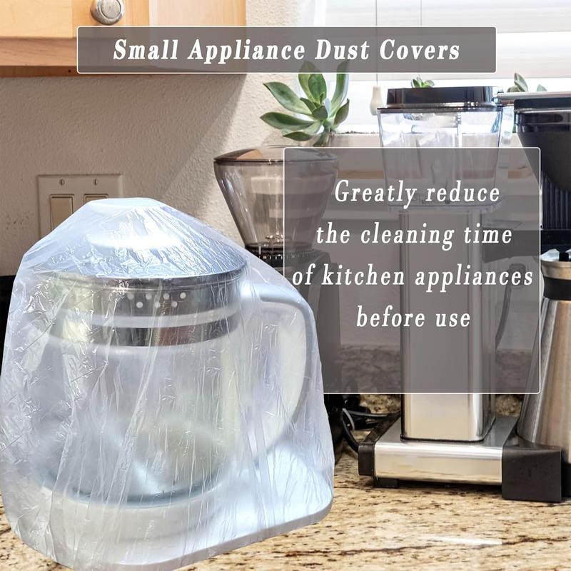 50 Counts Clear Disposable Dust Cover, Dustproof with Elastic for Air Fryer, Blender, Oven, Pressure Cooker, Coffee Maker,  Toaster, Slow Cooker Accessories cloth durable, Thickened Appliance Dust Covers for Kitchen Household Furniture, Practical