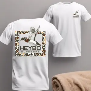 Graphic  Comfort Cotton Short Sleeve T- Shirt Heybo Outdoors Camo Duck T-Shirt , Flying Mallard Graphic with Camouflage Background , Short Sleeve Hunting  for Waterfowl Hunters , Comfortable Fit for Hunters Menswear Sport Classic Fabric Gooning white tee