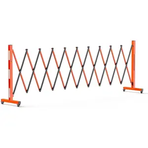 GARVEE 9FT Expandable Portable Folding Garden Fence with 360° Casters, Retractable Outdoor Barricade Gate Featuring Reflective Stickers for Driveway and Safety Use